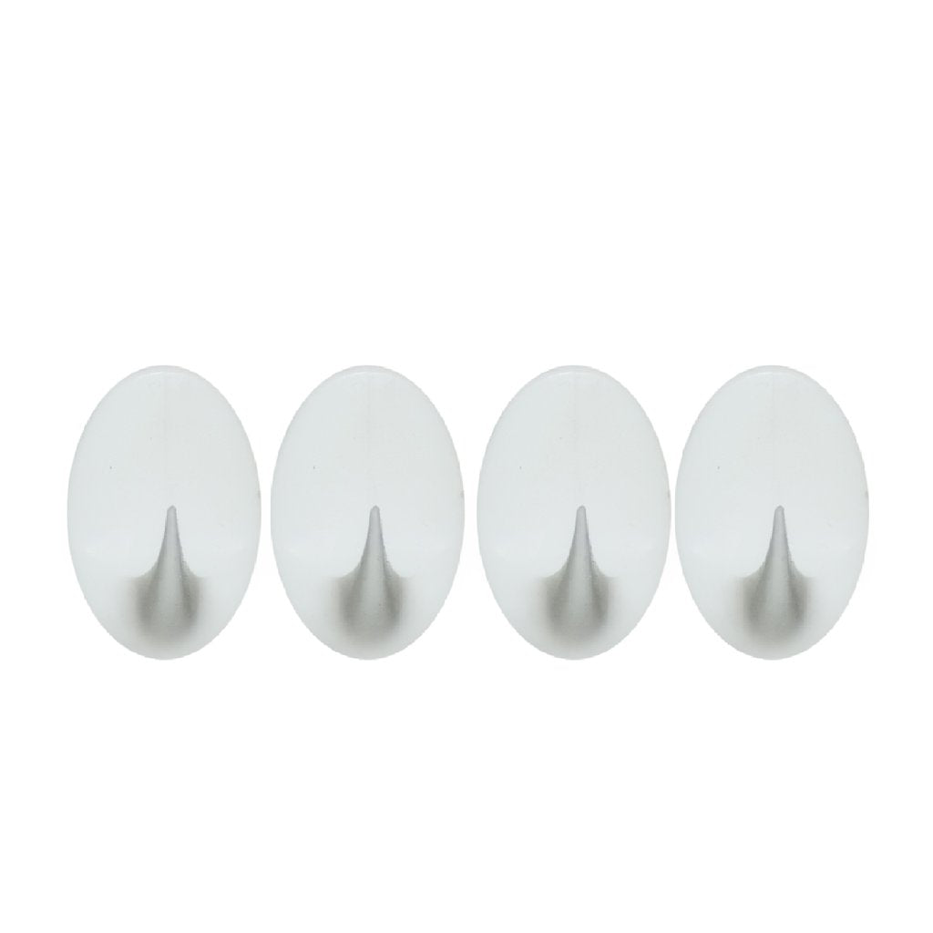Wickes White Small Adhesive Hooks - Pack of 4